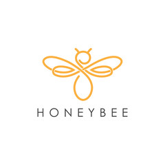 Fototapeta na wymiar Simple elegant monoline honey bee logo design.