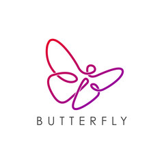 Simple elegant monoline butterfly logo design.