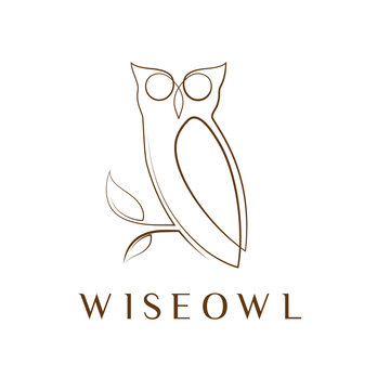 Simple elegant monoline owl logo design.