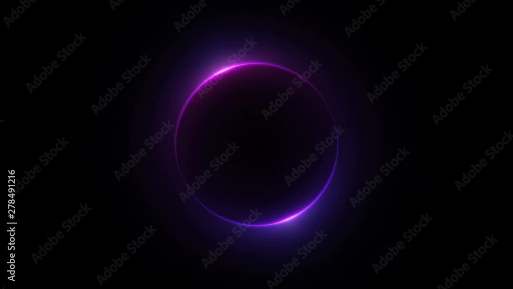 Poster template for text : neon pink glowing glare circle with rays. bright light lines rotation. isolated 