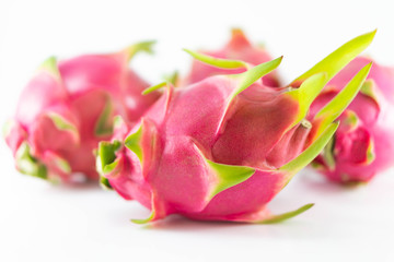 Close up fresh dragon fruit on white background, food healthy