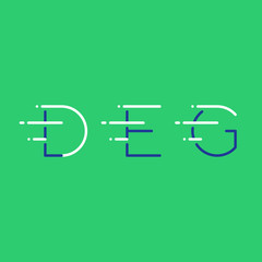 Dynamic letters D, E and G in motion, decorative type, rapid service