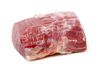 huge red meat chunk isolated over white background 