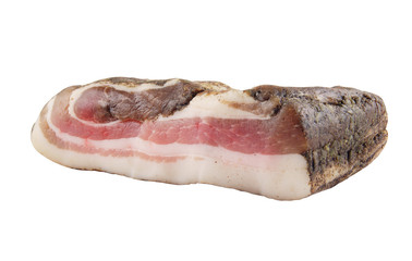 Smoked lard isolated on white background