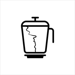 Cracked Broken Blender Mixer Jar Icon, Kitchen Home Electric Appliance