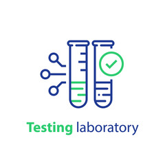 Glass tube sample and check mark, testing laboratory concept