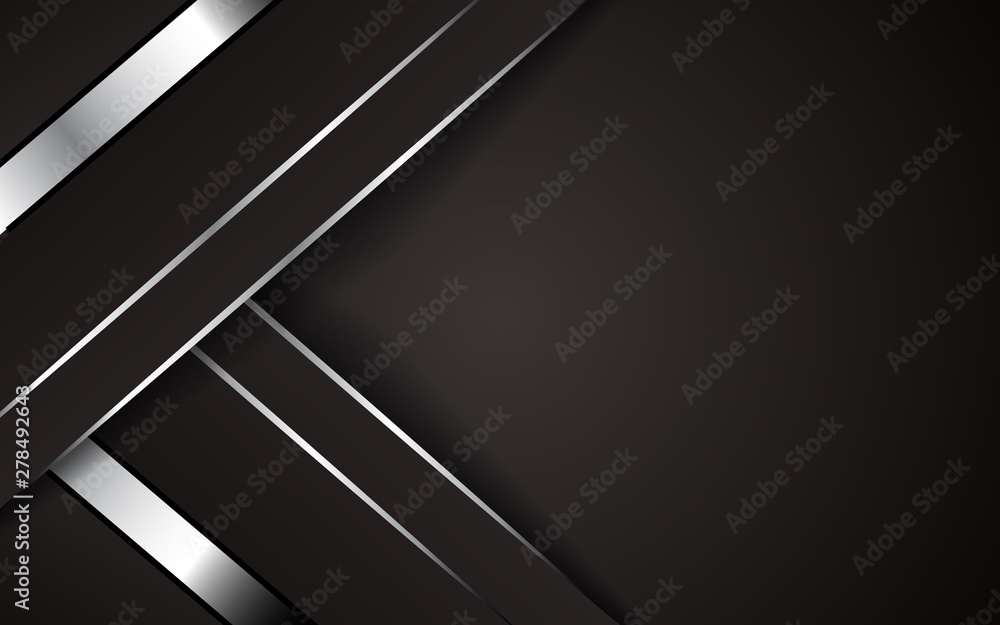 Poster dark abstract modern background texture. overlap layers 3d effect with metallic silver light decorat
