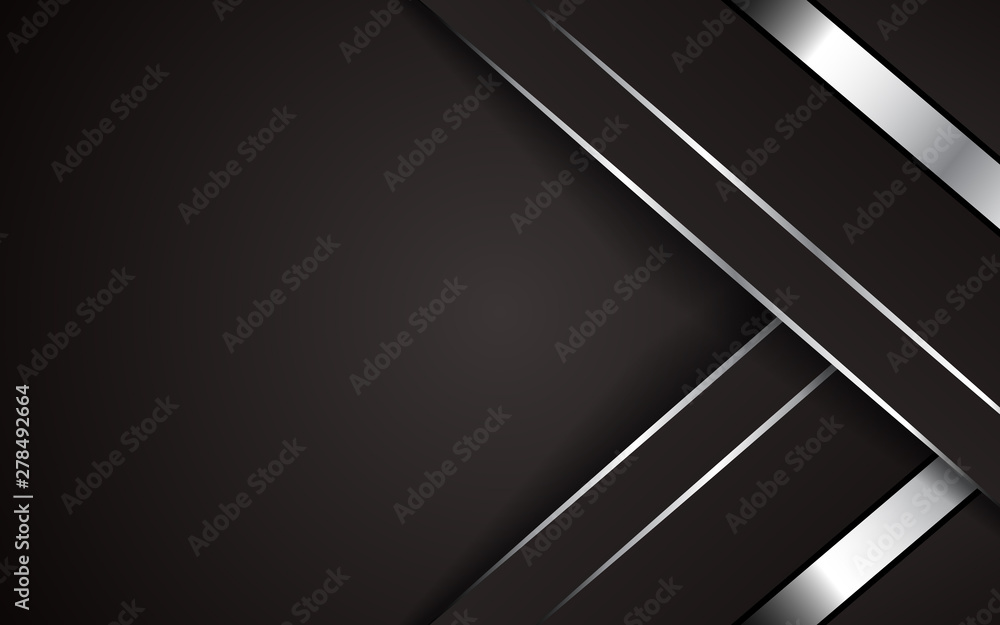Aufkleber dark abstract modern background texture. overlap layers 3d effect with metallic silver light decorat