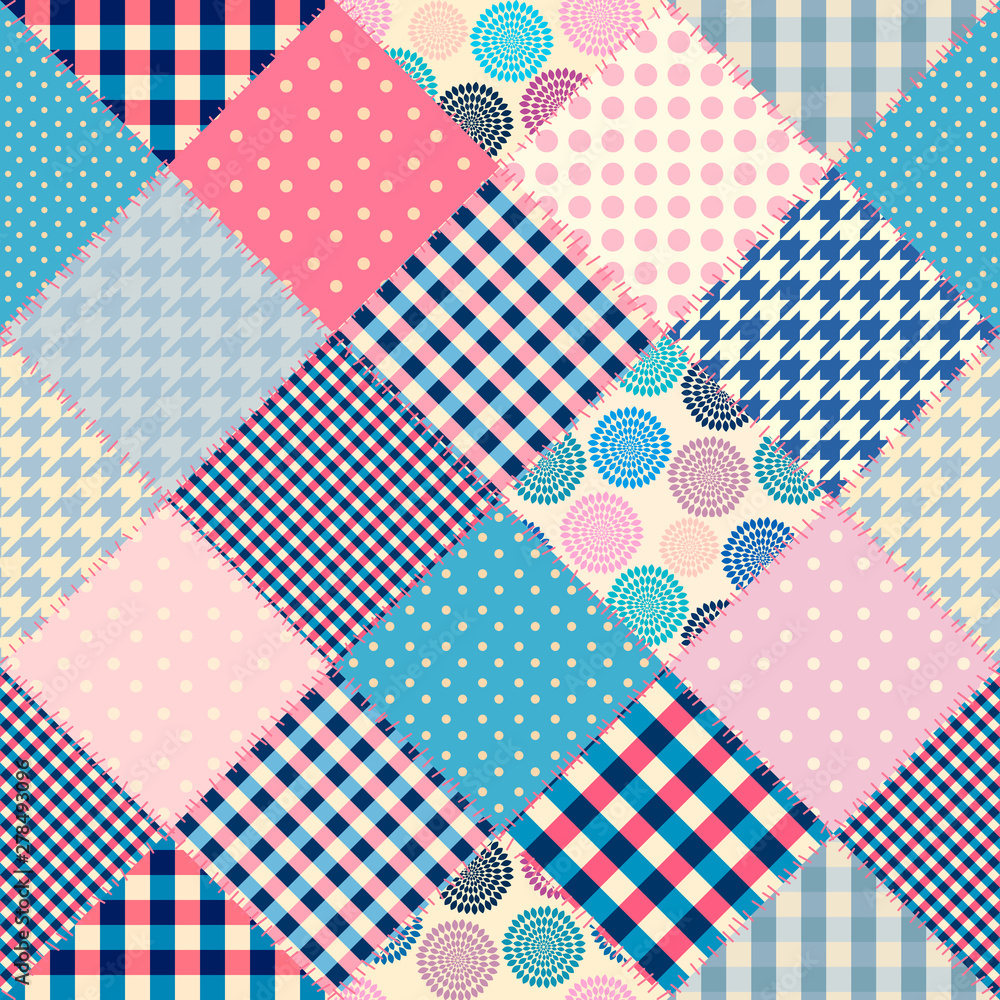 Aufkleber Patchwork textile pattern. Seamless quilting design background.