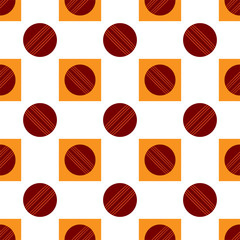 Cricket Ball Icon Seamless Pattern, Leather Cricket Ball
