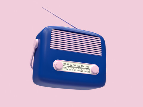 pink blue radio cartoon style 3d rendering object technology concept