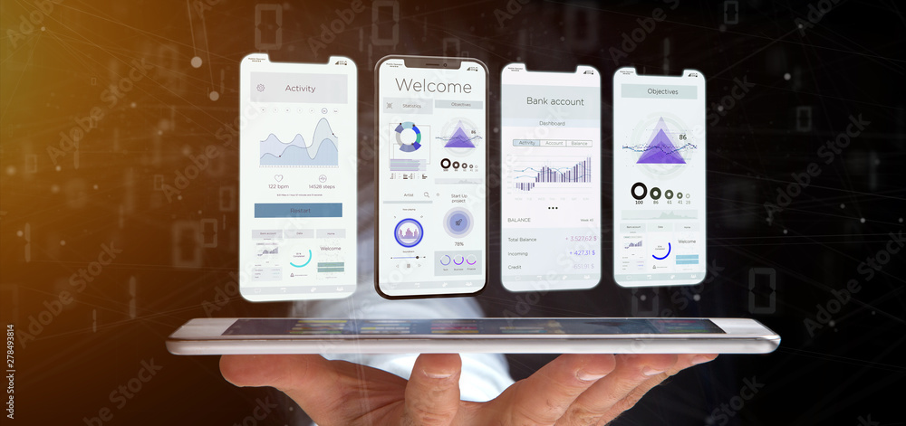 Poster application interface ui on a smartphone - 3d rendering