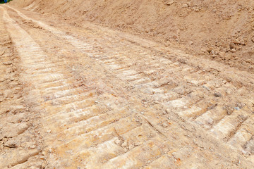 Soil surface details. textured of soil. The soil from the digging of Excavator.