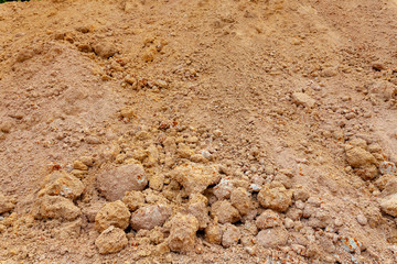 Soil surface details. textured of soil. The soil from the digging of Excavator.