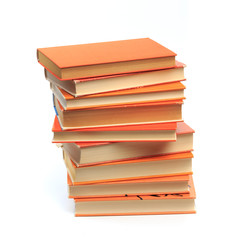 vintage old hardcover stack of  books  on white background.