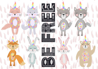 Cute Scandinavian Style Animals and Design Elements