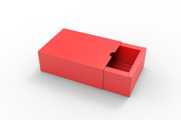 Blank sliding drawer box with thumb cut for branding presentation. 3d render illustration.