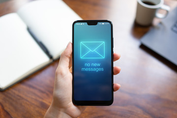 No new messages text on mobile phone screen.
