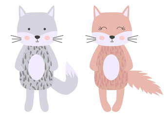 Cute cartoon cat boy in scandinavian style. Childish print for nursery, kids apparel,poster, postcard.