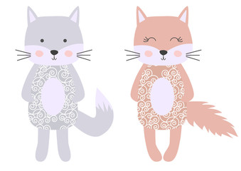 Cute cartoon cat boy in scandinavian style. Childish print for nursery, kids apparel,poster, postcard.