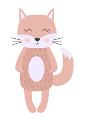 Cute cartoon cat girl in scandinavian style. Childish print for nursery, kids apparel,poster, postcard.