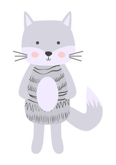 Cute cartoon cat boy in scandinavian style. Childish print for nursery, kids apparel,poster, postcard.