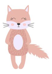 Cute cartoon cat girl in scandinavian style. Childish print for nursery, kids apparel,poster, postcard.