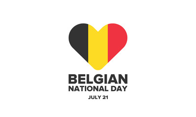 Belgian National Day. Belgium Independence day. Annual holiday in Belgium, celebrated in Jule 21. Patriotic design. Poster, greeting card, banner and background. Vector illustration