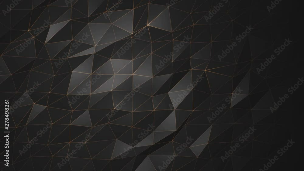 Poster abstract cg low polygonal black surface. geometric triangular lines. 4k motion technology background