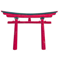 Asian red arch torii. Japan, China architectural element. Isolated on white background. 3d model, render