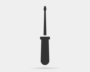 Screwdriver icon vector black and white silhouette. Tool symbol isolated on background.