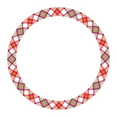 Circle borders and frames vector. Round border pattern geometric vintage frame design. Scottish tartan plaid fabric texture. Template for gift card, collage, scrapbook or photo album and portrait..