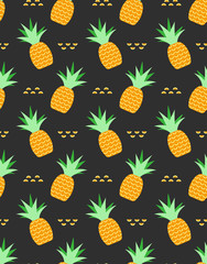 pineapples tropical seamless pattern