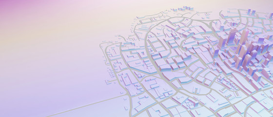 low poly cityscape in pastel colors