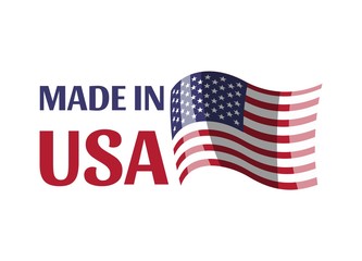Made in USA (United States of America) label. Badge, label for shopping, web