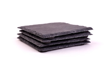 Plates made of black slate isolate