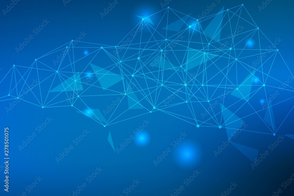 Aufkleber geometric abstract background with connected line and dots. structure molecule and communication. bi