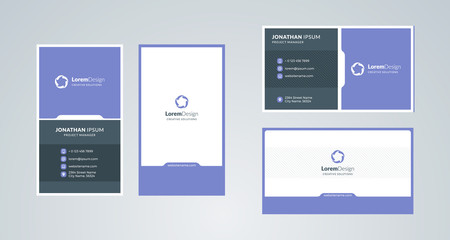 Double-sided creative business card template. Portrait and landscape orientation. Horizontal and vertical layout. Vector illustration