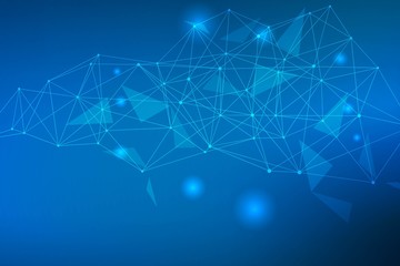 Geometric abstract background with connected line and dots. Structure molecule and communication. Big Data Visualization. Medical, technology, science background. Vector illustration.