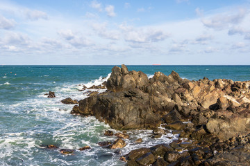 Easternmost Cliffs of South Korea close to Cape Ganjeolgot. Easternmost Point of Peninsula in Ulsan, South Korea. Asia