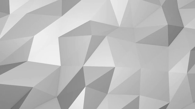 Abstract cg polygonal crystal White surface. Geometric low poly triangles motion background.