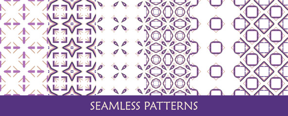 Geometric seamless patterns. Abstract trendy backgrounds. Vector modern design textures.
