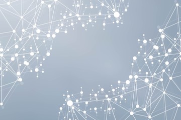 Structure molecule and communication. Dna, atom, neurons. Scientific concept for your design. Connected lines with dots. Medical, technology, chemistry, science background. Vector illustration.