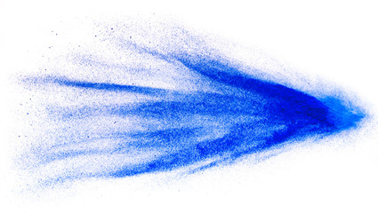 Fototapeta premium Blue holi powder explosion on white background