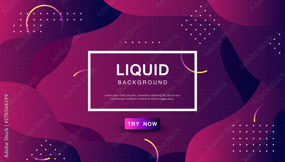 Poster purple liquid color background. dynamic textured geometric element design with dots decoration. mode