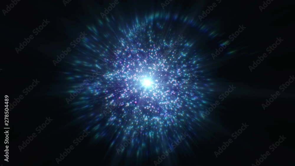Poster glowing blue sphere. rotating glow particles. isolated element. 4k animation.