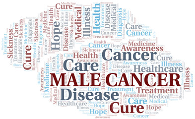 Fototapeta premium Male Cancer word cloud. Vector made with text only.