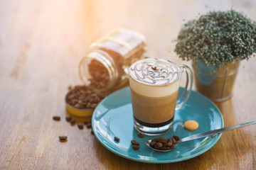  Coffee mugs and coffee beans
