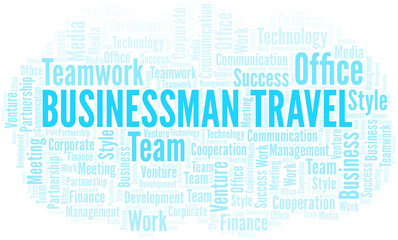 Businessman Travel word cloud. Collage made with text only.