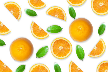 Fresh orange isolated on white background.Juicy and sweet and renowned for its concentration of vitamin C